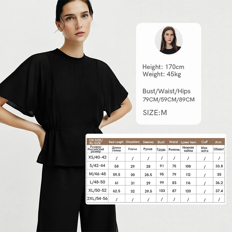 Amii Women's Elegant Blouses 2026 Summer New Stand Collar Ruffle Sleeve Loose Fit Top Flowy Office Casual Chiffon Shirt 12622214