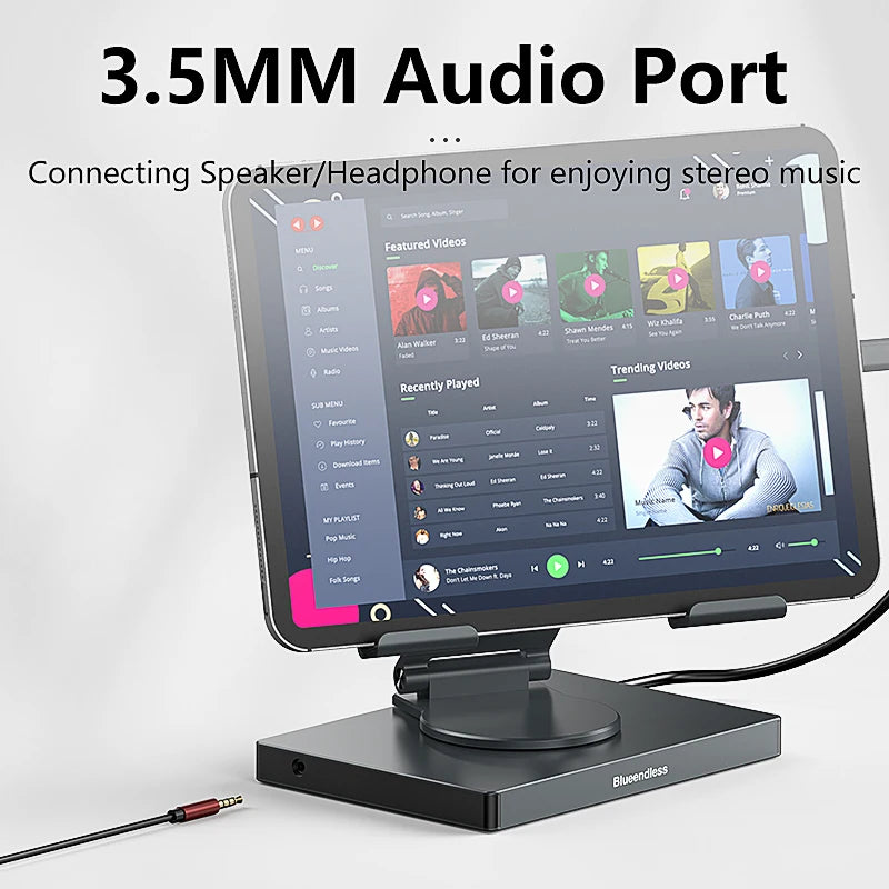 ជើងទម្រ iPad Blueendless USB C Hub 4K 60HZ HD Type-C 100W PD SD/TF Slot Reader USB 3.0 5Gbps 9 ក្នុង 1 Type-C Hub សម្រាប់ដាក់ iPad