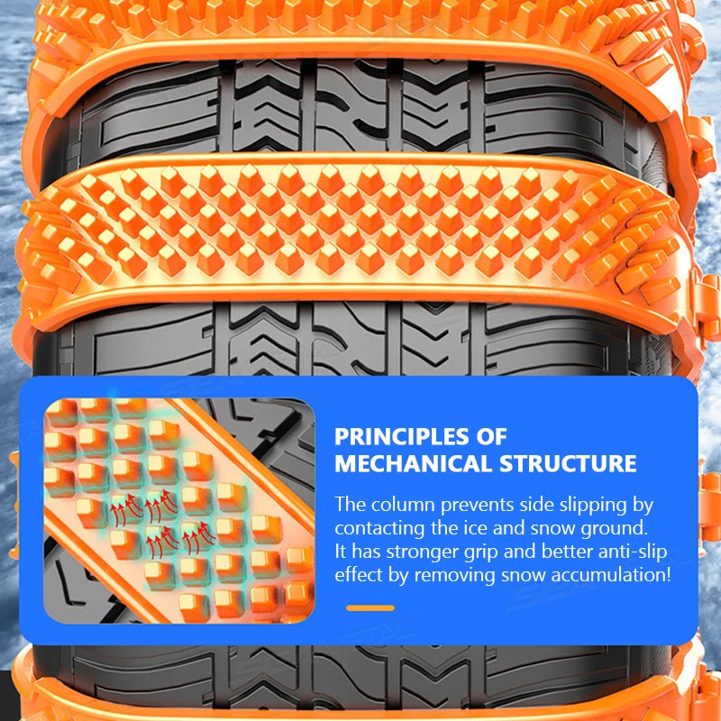 SEAMETAL 8pcs Anti-Skid Snow Chains Set Car Motorcycles Winter and Bad Terrain Wheels Anti-slip Emergency Tools Lockout Chains