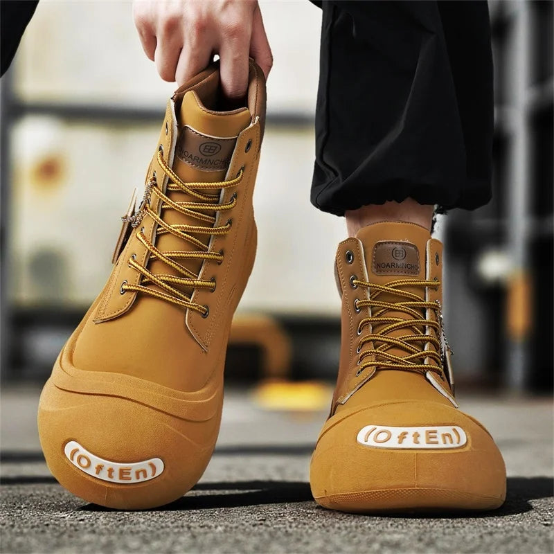 Men's Boots Four Seasons New Casual High-Top Boots Soft Sole Anti-Slip Comfort Outdoor Boots Fashion Joker Youth Tide Work Boots