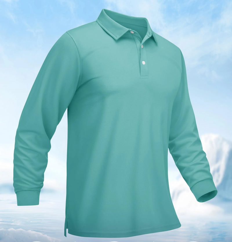 TACVASEN Men Sports Polo Shirts Quick Dry Golf T-shirts Breathable Work Shirts Casual Office Shirts Lightweight Top Long Sleeve