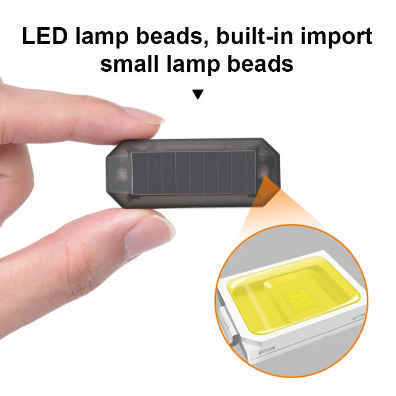 SEAMETAL Solar Powered Car Warning Light Mini LED Simulated Alarm Wireless Anti-Theft Caution Lamp Night Security Dummy Alarm