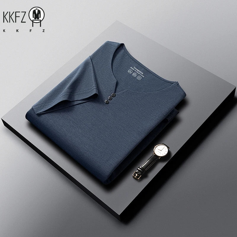 Men Henley Neck T Shirt With Classic Placket Short Sleeve Ideal For Everyday Office Work And Casual Wear Activities