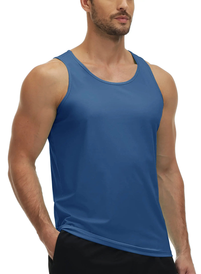 TACVASEN UPF50+ Tank Top Quick Dry Sleeveless T-shirts Mens Summer Gym Fitness Running Tee Sports Vest Swim Trainning tshirts