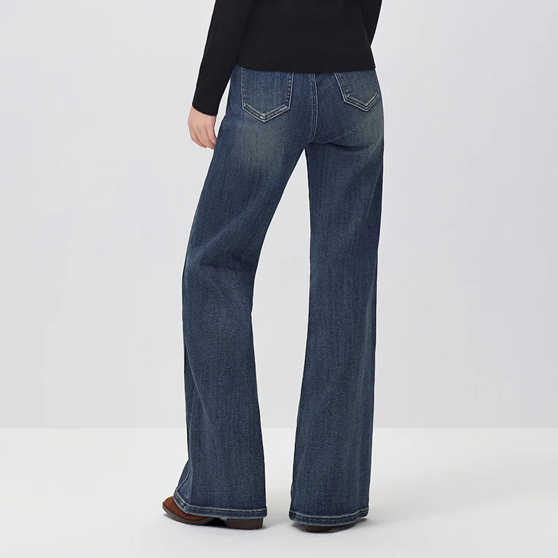 Semir Women Denim Jeans Cooling Touch Antibacterial Loose Fit Raw Hem Hemp Blend Wide Leg 2026 New Winter Daily Wear