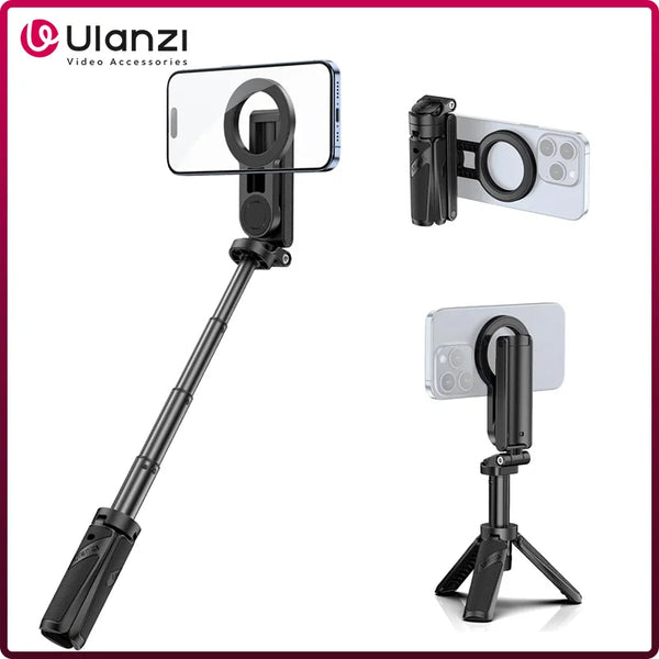 ជើងកាមេរ៉ាទូរស័ព្ទ Ulanzi JJ03 ម៉ាញេទិកពីរជ្រុង ដៃកាន់ស្មាតហ្វូន ដំបងថតរូប Selfie ជាមួយឧបករណ៍បញ្ជាពីចម្ងាយសម្រាប់វីដេអូ Vlog សម្រាប់ការថតរូប វីដេអូ Vlog