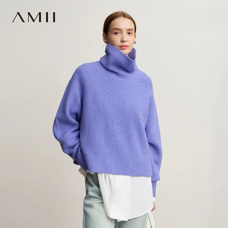 អាវយឺត Amii Turtleneck សម្រាប់ស្ត្រី អាវដៃវែងរលុង ក្តៅ ងាយស្រួលប្រើ ឆ្នាំ២០២៦ រដូវរងា អាវយឺតខ្លីថ្មីសម្រាប់ស្ត្រី 12554056