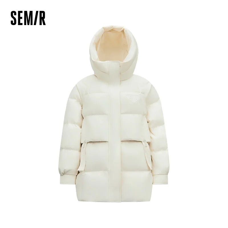 Semir Women Down Jacket 90 Percent Down Fill Mid Length Urban Casual Style Puffer Shape 2026 Winter Outdoor Layer