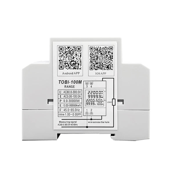 TOMZN 6-in-1 WiFi Smart Meter – Voltage, Current, Power, Energy, Frequency, PF, Timer, with Internal/External CT
