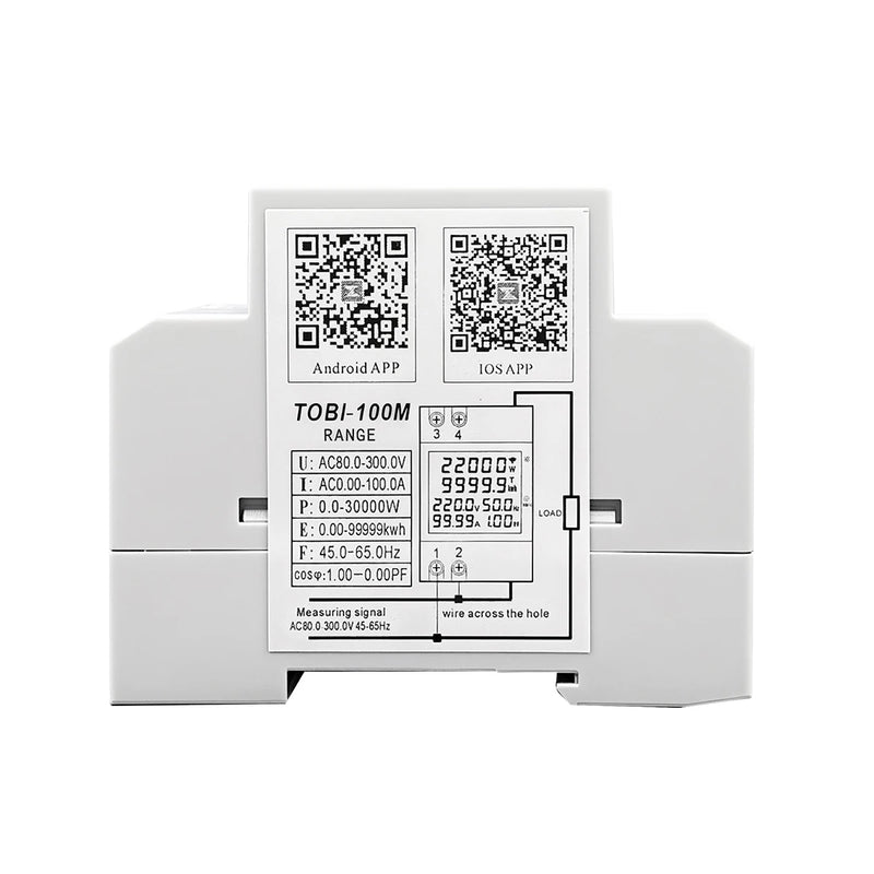 TOMZN 6-in-1 WiFi Smart Meter – Voltage, Current, Power, Energy, Frequency, PF, Timer, with Internal/External CT