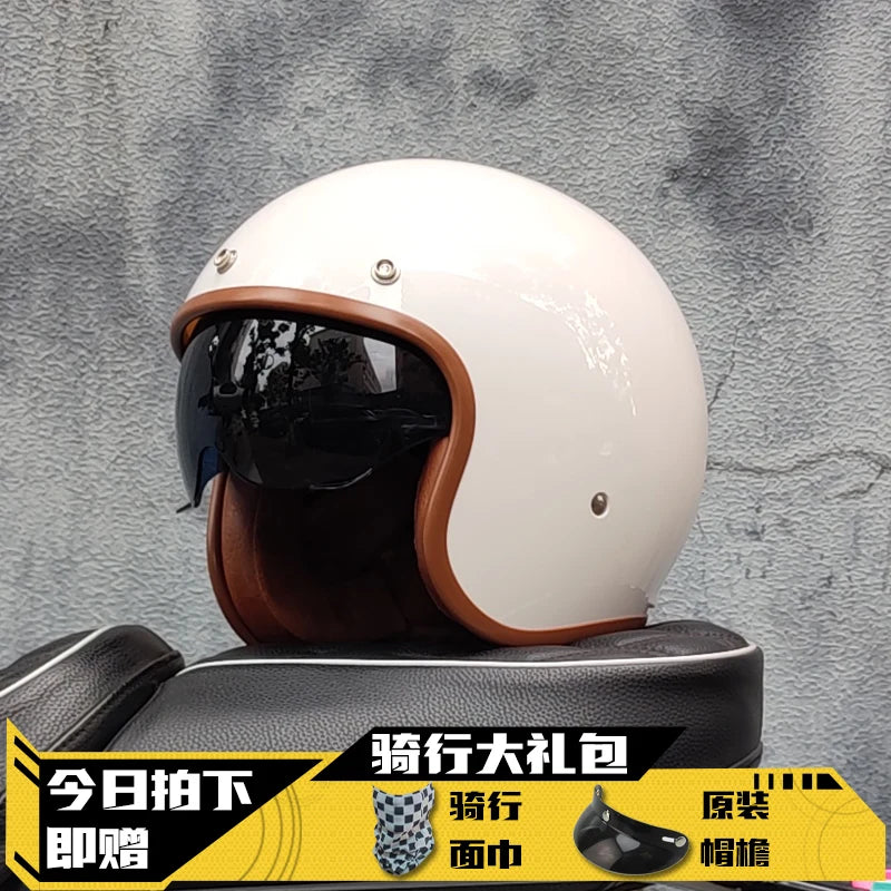 Retro Half Helmet Motorcycle Helmet Women's Motorcycle three-quarters Male American Cruising Motorcycle Half Helmet