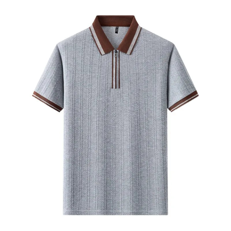 Men's Casual Knit Polo Shirt - Half Zip Lapel, Quick Dry & Soft Sport Polo for Camping/Fishing/Gym