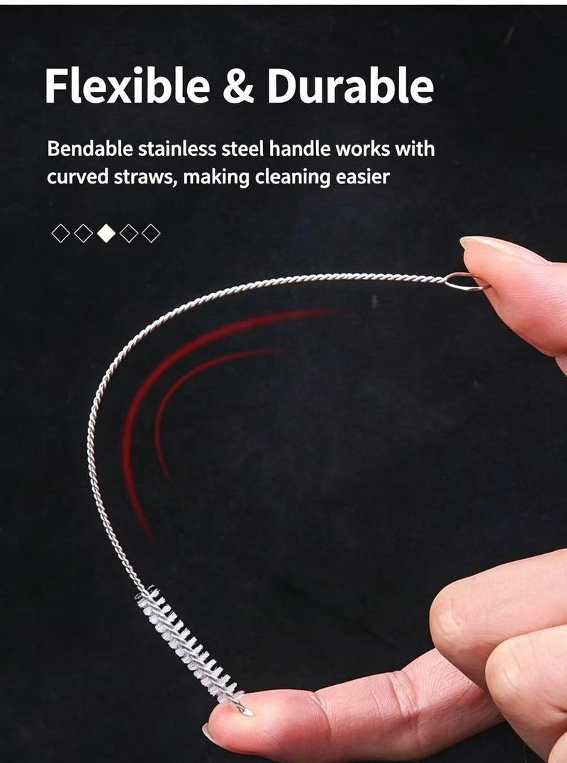 Stainless Steel Bendable Bottle Straw Cleaning Brush Cup Lid Nipple Brush Water Cup Spout Small Brush Soft Bristle Straw Brush