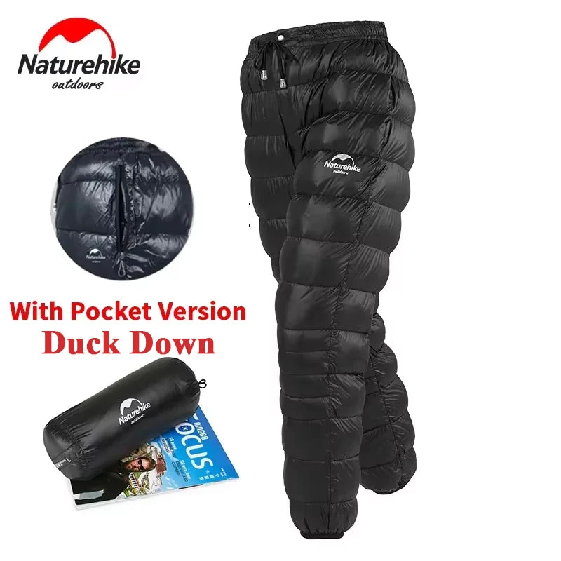 Naturehike Outdoor Down Pants Waterproof Wear Ultralight Thermal Hiking Pants Camping Warm Winter Goose Down Pants NH18K210-K