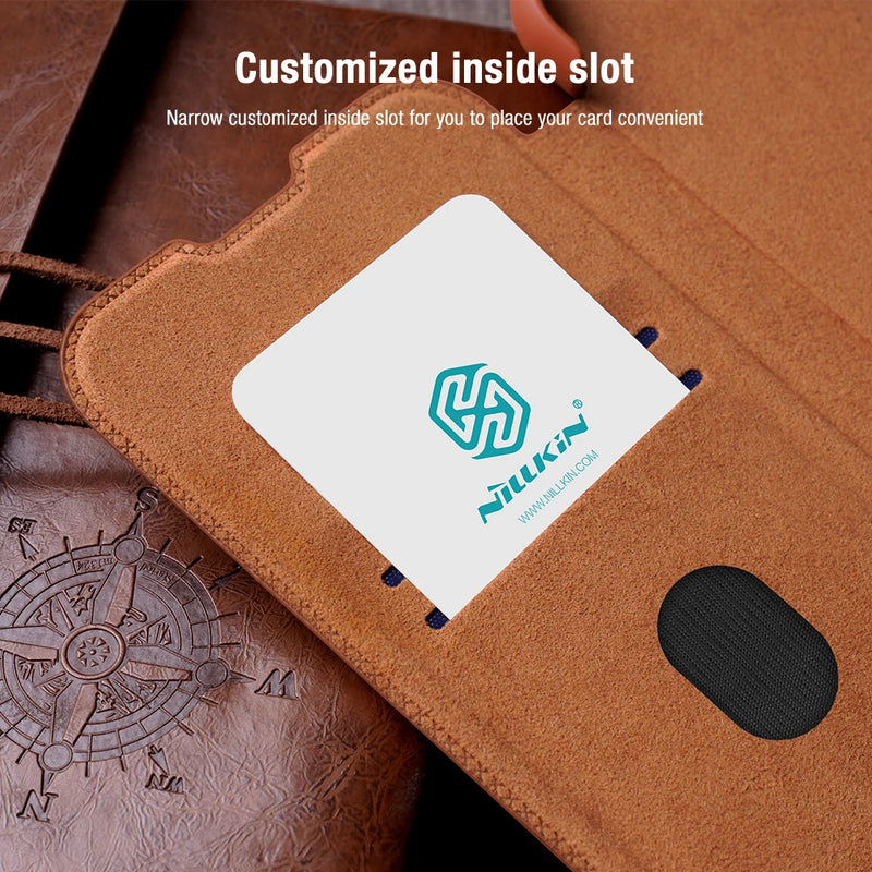 NILLKIN For Samsung Galaxy S25 Ultra Case Leather Qin Leather Case Sliding Camera Protection For Samsung S25/S25 Plus Flip Cover