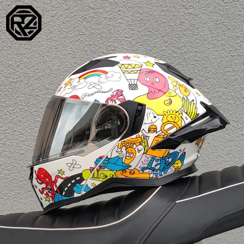 Modular Flip Up Motorcycle Helmet Full Face Dual Visor Motorbike Helmet DOT Approved Flip‑up Modular Helmet for Adults Men Women