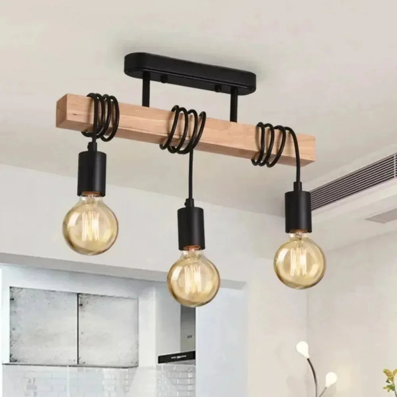 JOYINLED Boho Vintage Retro Pendant Light Wood Winding Ceiling Hanging Lamps for Living Room Dining Room Bedroom Restaurant