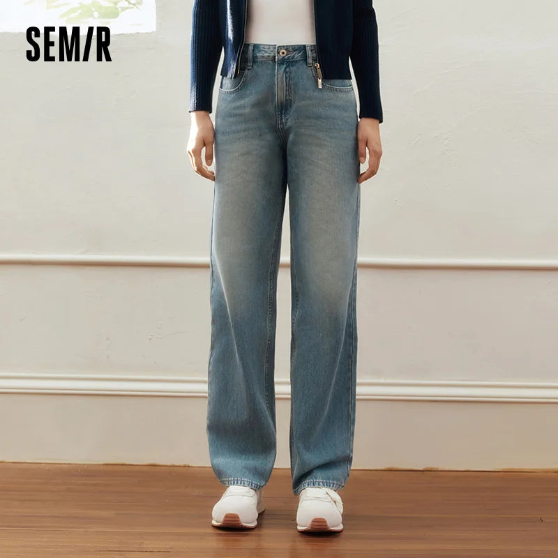 Semir Jeans Women 2026 Spring Solid Casual Comfortable Daily Wear Full Length Basic Stylish Long Trousers Woman