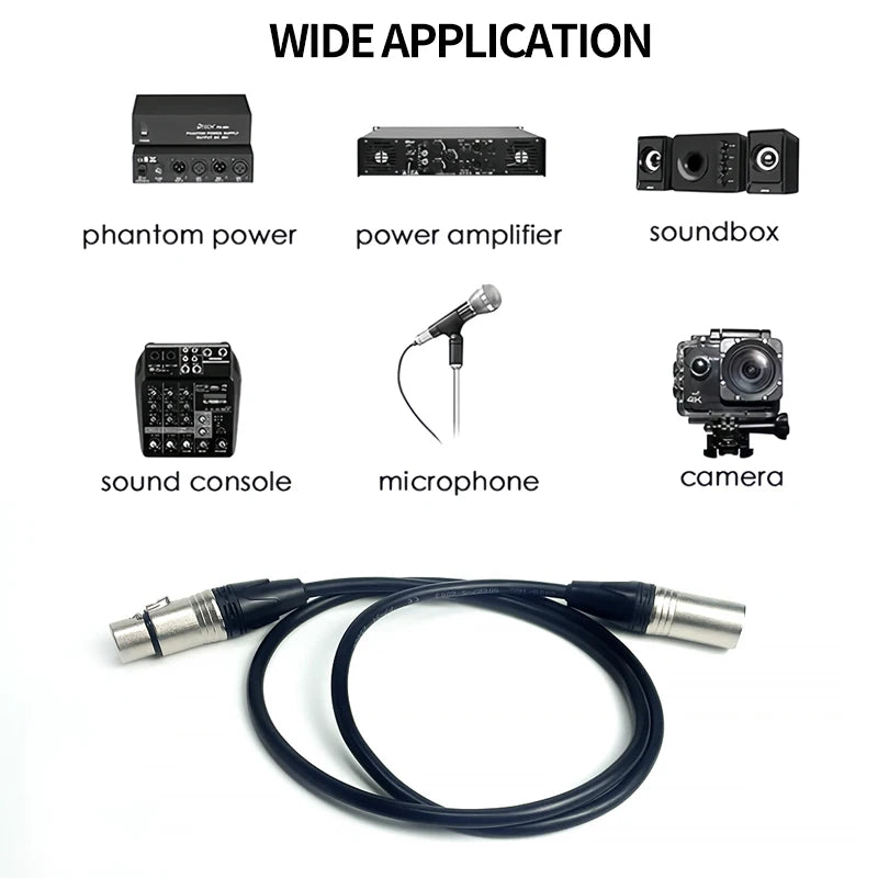 1M/2M/3M/5M/10M Gold-Plated 3-Pin XLR Male to Female Audio Cable - 3X0.75mm² (3X18AWG), Professional Use