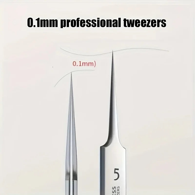5pcs Stainless steel tweezers for powerful blackhead removal, suitable for all skin types