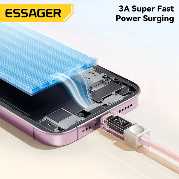 ខ្សែសាក USB Essager សម្រាប់ iPhone 14 13 12 11 Pro Max XS PD 29W សាកថ្មលឿន Type C ទៅ Lighting Data Cord