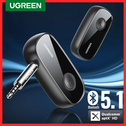 UGREEN Bluetooth Receiver 5.1 aptX HD 3.5mm AUX Jack Audio Wireless Adapter for Car PC Headphones Mic 3.5 Bluetooth 5.1 Receptor