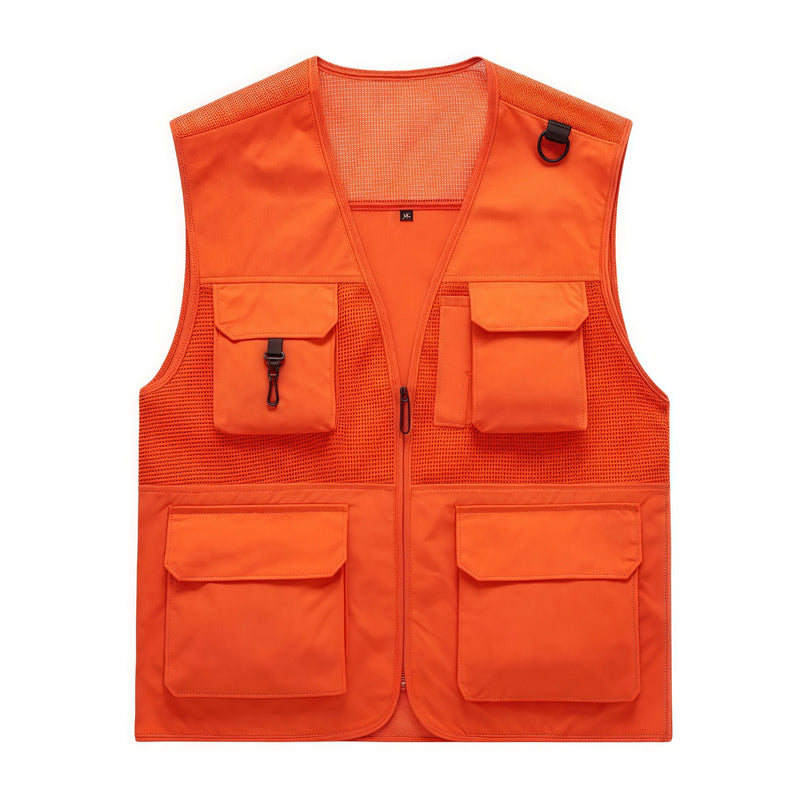 Multi-Pocket Breathable Net V-Neck Vest Work and Leisure Vest Summer Uniform Fishing Vest Custom Logo Printed Brand and Text