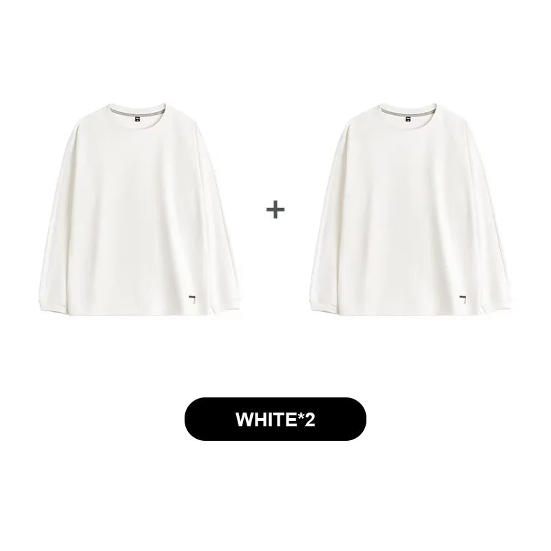 Maden Men‘s Basic Solid Color Long Sleeve T-shirt Crew Neck Sweatshirt Knit Casual Pullover for Spring and Autumn Layering Top
