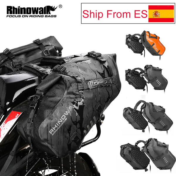 កាបូបចំហៀងម៉ូតូ Rhinowalk មិនត្រូវការរ៉ាកែត 2 ដុំ ធន់នឹងទឹក ស្ងួត ដំឡើងរហ័ស កាបូបចំហៀងពីរ សម្រាប់ដាក់ម៉ូតូ 18L/28L/48L