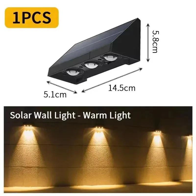 LED Solar Wall Light Outdoor Waterproof IP54 Lamp Solar Powered Porch Light for Garden Yard Balcony Patio Pathway Step Lighting