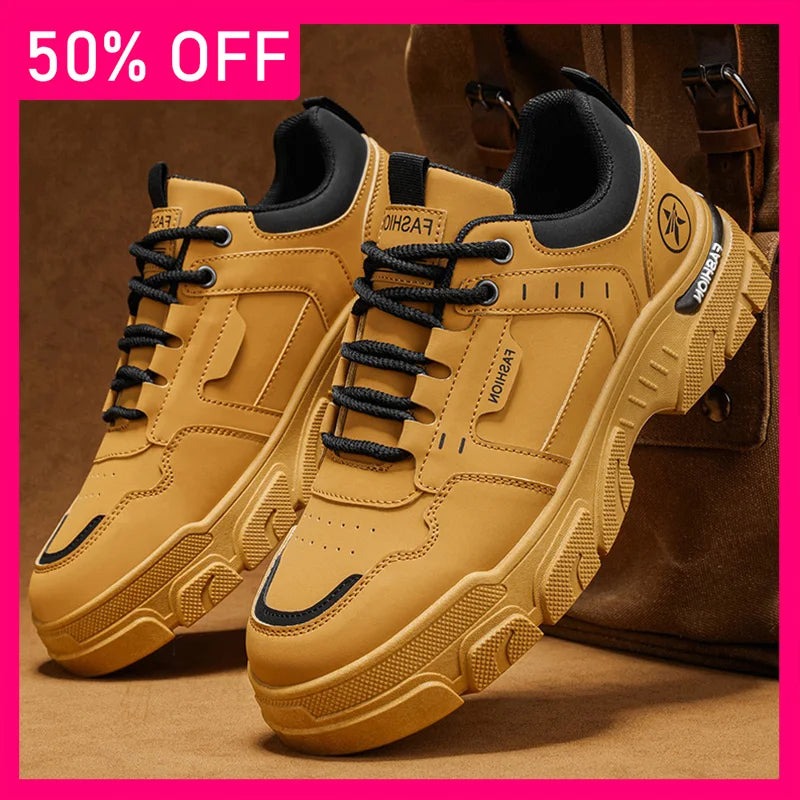 Mens Board Shoes All Season Versatile Daily Commuting Sneakers Round Toe Lace Up Soft Sole Anti Slip Cosy Outdoor Walking Shoes