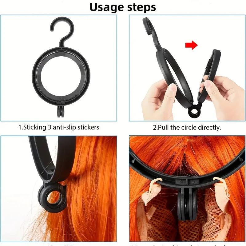 1pc Hanging Wig Stands, Foldable And Portable,Suitable for Various Wigs And Hats,Ideal for Travel Styling And Wig Replacemen.