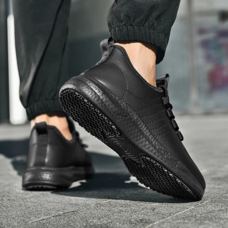 Hotel chef shoes four season new light plus size men's kitchen work shoes waterproof non-slip oil-proof chef gareer casual shoes
