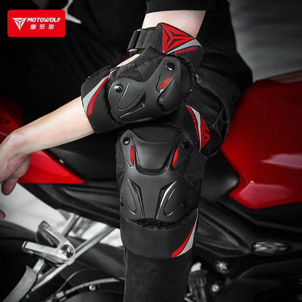 ឈុតការពារជង្គង់ម៉ូតូ Motowolf ឈុតការពារកែងដៃសម្រាប់ជិះលេងក្រៅផ្ទះបួនរដូវ ការពារការធ្លាក់ សម្រាប់បុរសស្ត្រី