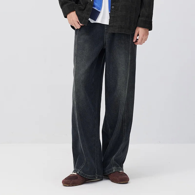 Semir Men Denim Jeans Drawstring Loose Fit Wide Leg 2026 New Winter Daily Wear Urban Casual Style Cold Weather Layering