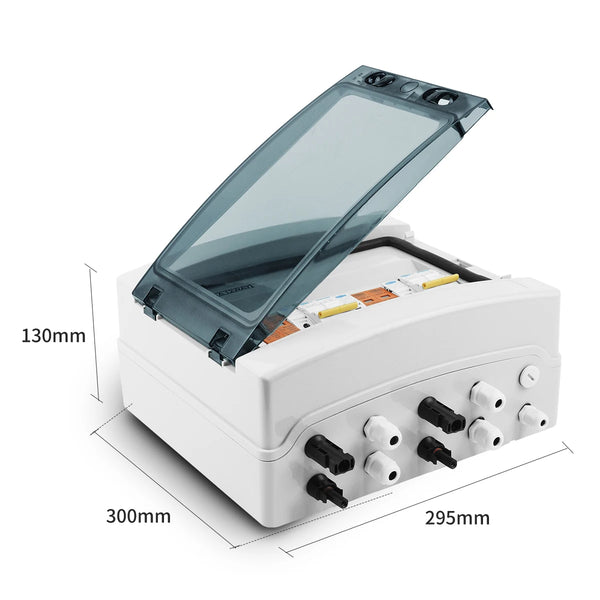 TOMZN Solar Photovoltaic PV Combiner Box With Lightning Protection 2 Input 2 Out DC 600V Fuse MCB SPD Waterproof Box IP65 12ways