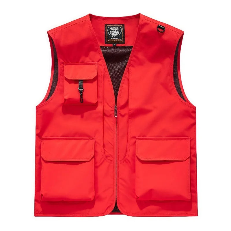 Spring Autumn Lightweight Jacket V-Neck Workwear Vest Men's Outdoor Casual Fishing  Photography with Thin Shoulder Pad