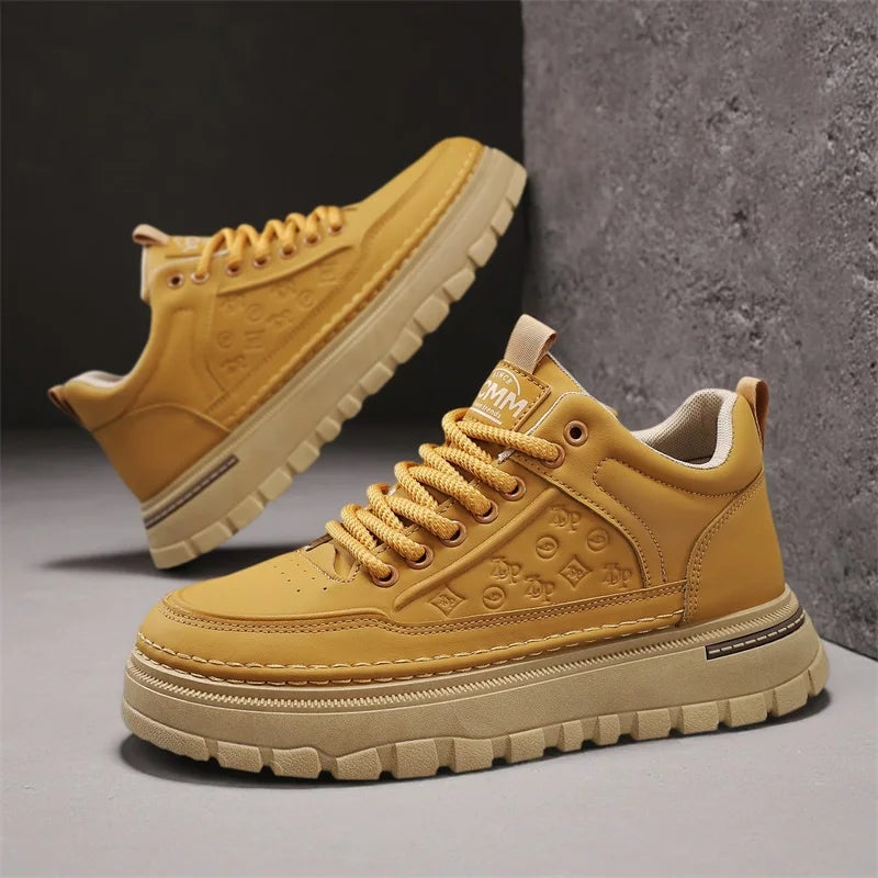 Men's thick-sole higt top casual boots Four seasons light non-slip comfort outdoor boots Fashion youth walking sports work boots