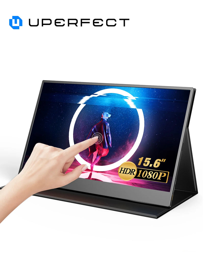 UPERFECT 15.6" Touchscreen Portable Monitor USB-C External Screen 1920*1080 FHD Computer Laptop Display With Dual Type-C Mini HD