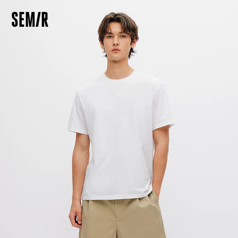 Semir Men T shirt Solid Color Crew Neck Knit Comfortable Versatile Casual Top 2026 Summer Simple Daily Clothes