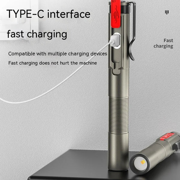 ពិល LED សង្គ្រោះបន្ទាន់ប្រភេទ C សាកថ្ម Han Pen Light ពិល Clip Pocket Lamp សម្រាប់ពេទ្យធ្មេញ គិលានុបដ្ឋាយិកា ជំនួយសង្គ្រោះបឋម ភ្លើងបំភ្លឺការងារ