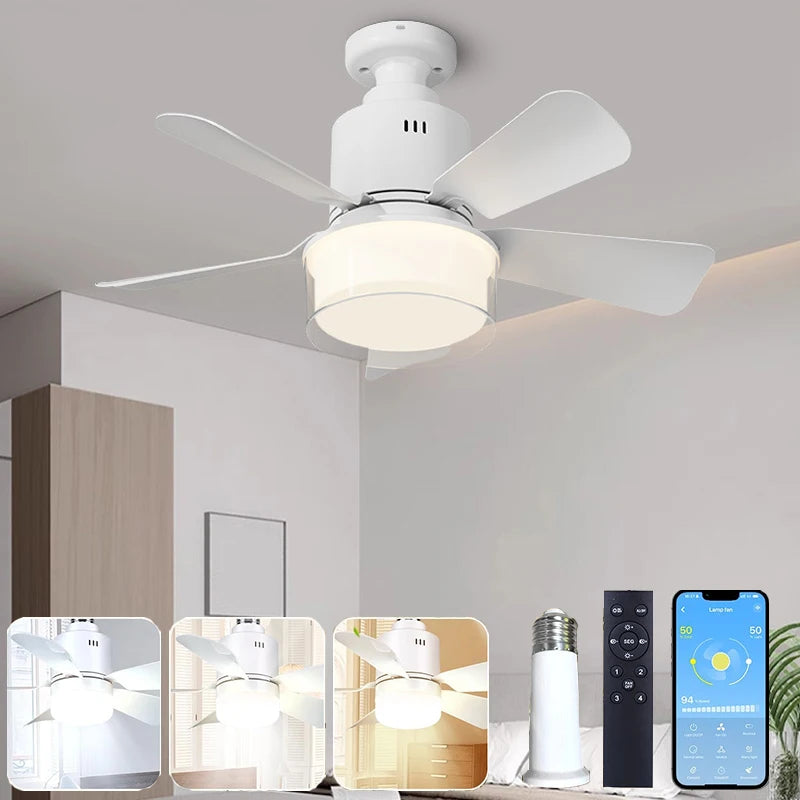Ceiling Fan With Lamp Modern and Simple Silent Ceiling Fan 4 Speed APP Remote Control Fan Lights for Bedroom Kitchen Living Room