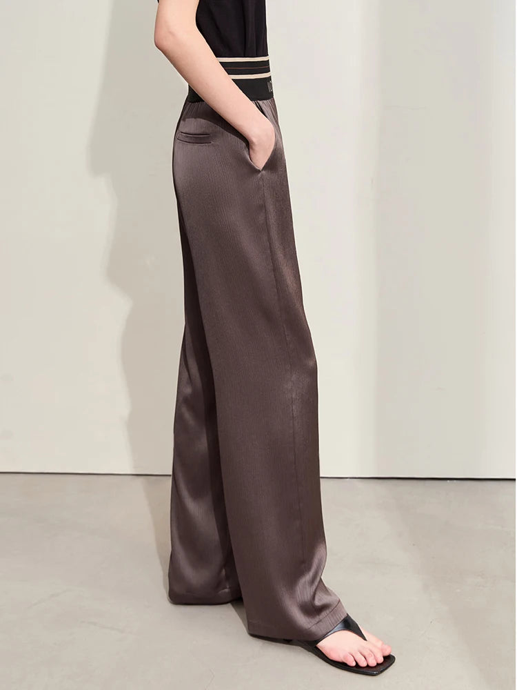 ខោជើងធំ Amii Minimalism 2026 សម្រាប់នារី រដូវក្ដៅ ប៉ាក់អក្សរ ចង្កេះយឺត ខោម៉ូដ ខោធម្មតា 12422121