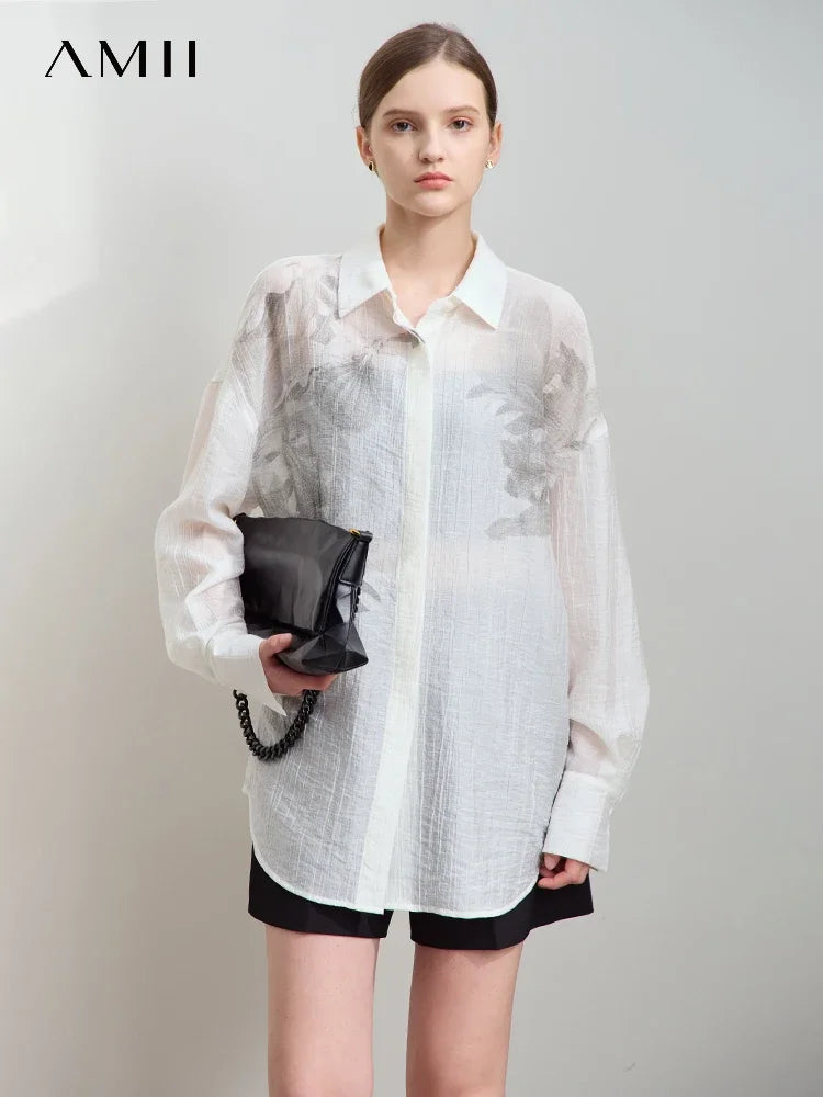 អាវបោះពុម្ព AMII Minimalist សម្រាប់ស្ត្រី រដូវស្លឹកឈើជ្រុះឆ្នាំ ២០២៦ ថ្មី ប្រណីត ស្តើង Lycra រលុង ប្រវែងមធ្យម អាវក្រៅសុដន់តែមួយ 12541024