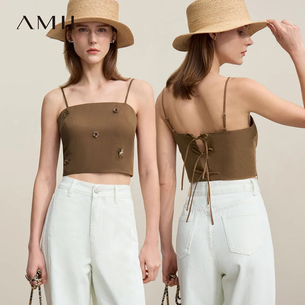 អាវកាក់ Amii សម្រាប់នារី រដូវស្លឹកឈើជ្រុះ ឆ្នាំ២០២៦ អាវកាក់ដៃខ្លី កការ៉េ បែបសាមញ្ញ ពាក់ខាងក្នុង មានខ្សែចង សម្រាប់នារី 12621025