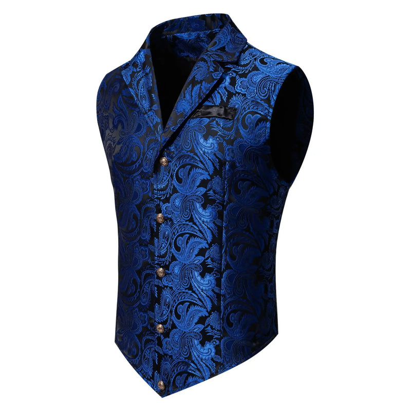 Blue Jacquard Fabric Men's Sleeveless Vest Coat,Wedding/Party/Stage Performance Dress Vests,Green Red Pink Black White Waistcoat