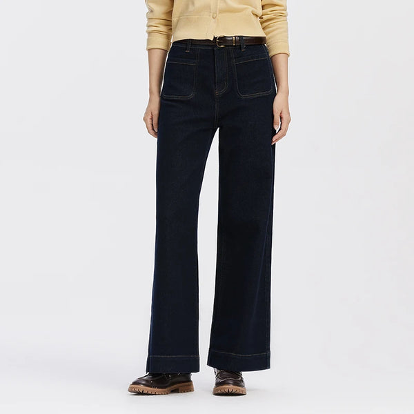 ខោខូវប៊យ Semir សម្រាប់នារី Panel Raw Hem Flare Leg Retro Street Style ខោ Denim វែងស្ដើង រដូវផ្ការីក ស្លៀកប្រចាំថ្ងៃបែបទីក្រុង 2026