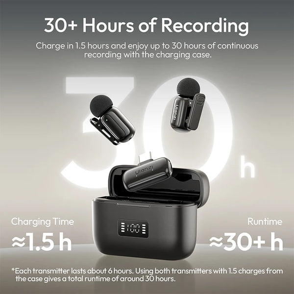 មីក្រូហ្វូនឥតខ្សែ Ulanzi A200 Mini Lapel Mic បញ្ជាបាន 100 ម៉ែត្រ សម្រាប់ថតវីដេអូ LiveStreaming Camera ស្មាតហ្វូន កុំព្យូទ័រយួរដៃ