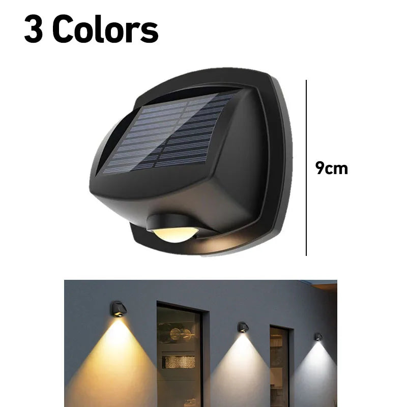 ភ្លើងពន្លឺព្រះអាទិត្យ RGB ក្រៅផ្ទះ ធន់នឹងទឹក IP65 ភ្លើងជណ្ដើរ LED ពន្លឺព្រះអាទិត្យចម្រុះពណ៌ ភ្លើងជញ្ជាំងពន្លឺព្រះអាទិត្យ ភ្លើងរបងសម្រាប់ដំបូលរបង