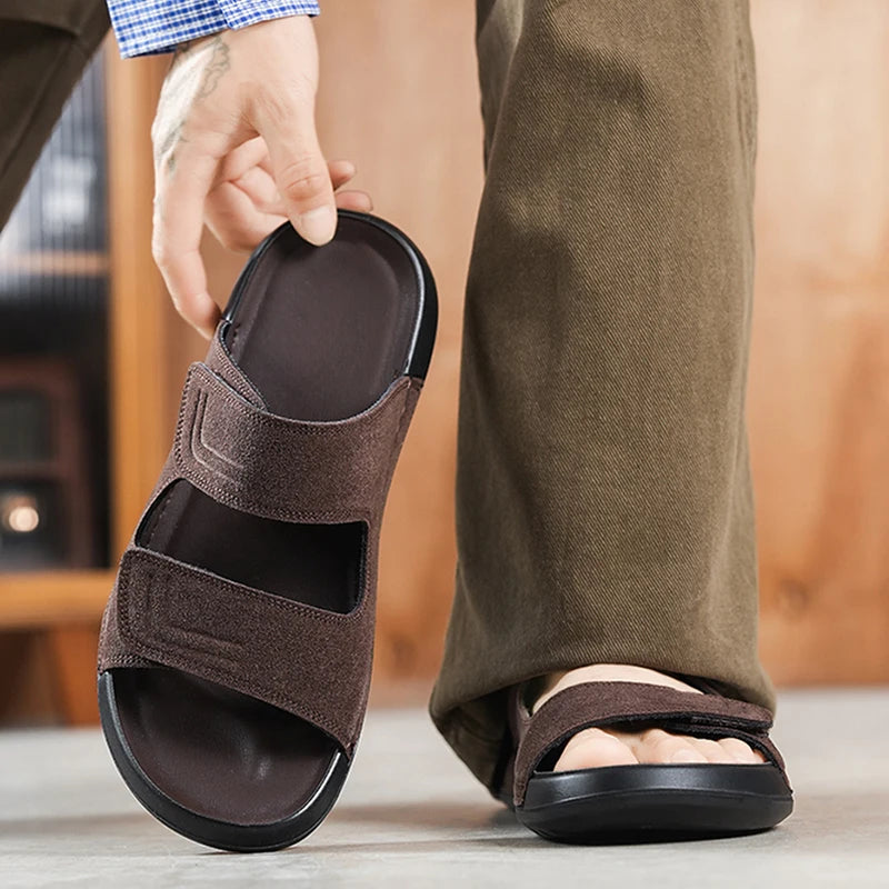 Men's Casual Slippers Summer Breathable Lightweight Soft Sole Outdoor Beach Walking Shoes Slip On Slide Comfort Fashion Slippers